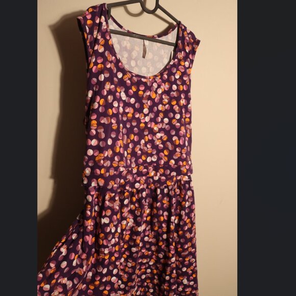 Latched Mama tank nursing desss, purple dress with pink orange circles, 4X NWT - Picture 4 of 11